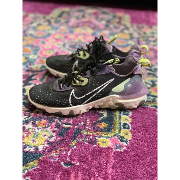Nike React Vision Gravity Purple Volt Women`s Mesh Running Shoes SZ 8 - Picture 1 of 7